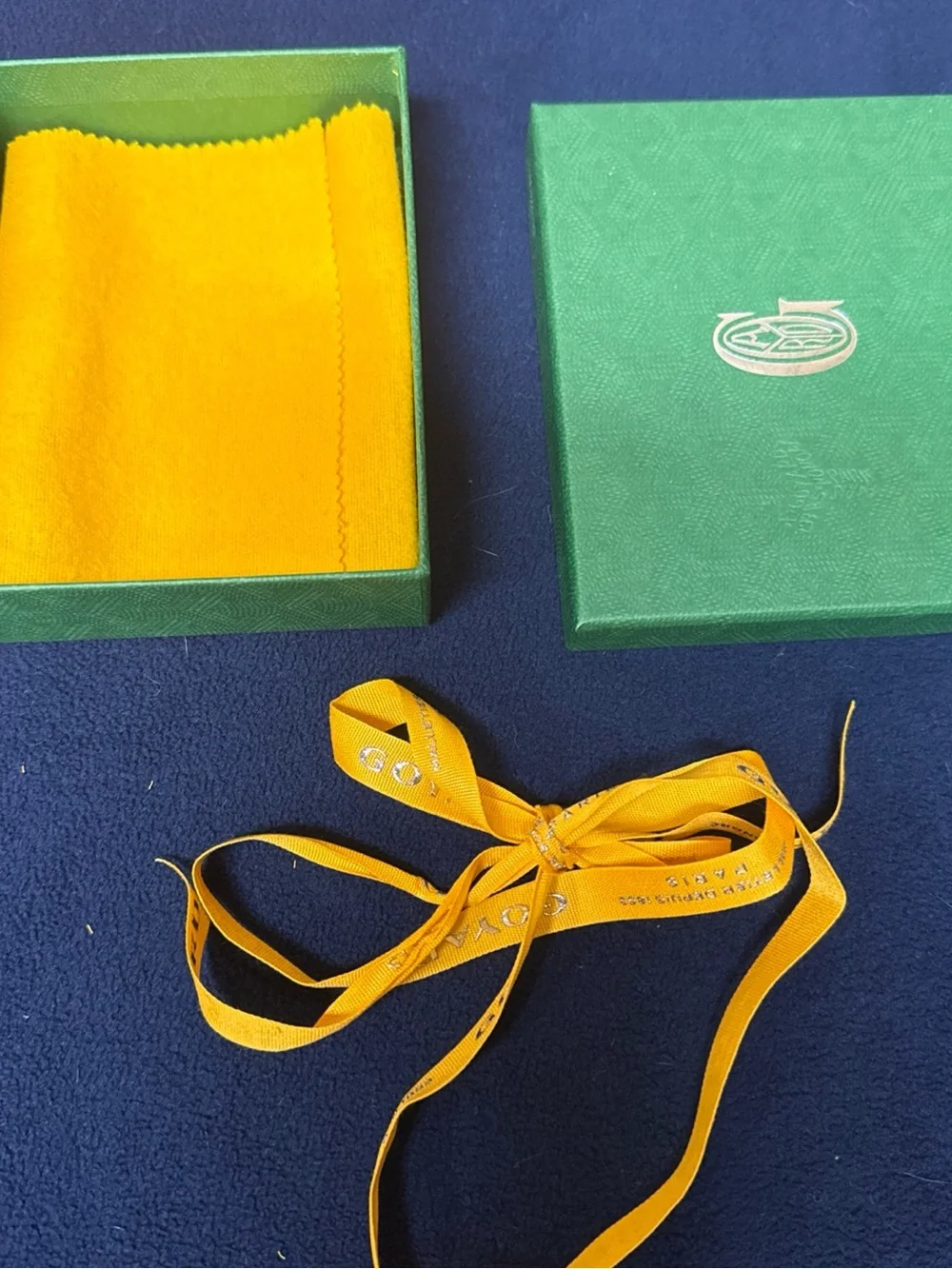 Goyard Empty Small Box 6x4.5x1.5” Yellow Ribbon & Fabric Insert